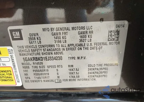 2014 Buick Enclave Leather from USA, damaged, VIN 5GAKRBKD1EJ334230